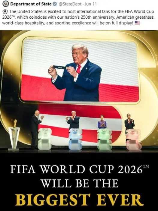  伊朗使馆发海报讽刺2026年世界杯是“战争杯”，系“有史以来最大灾难”